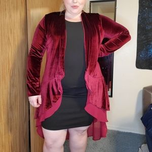Crushed velvet Maroon dress coat size large